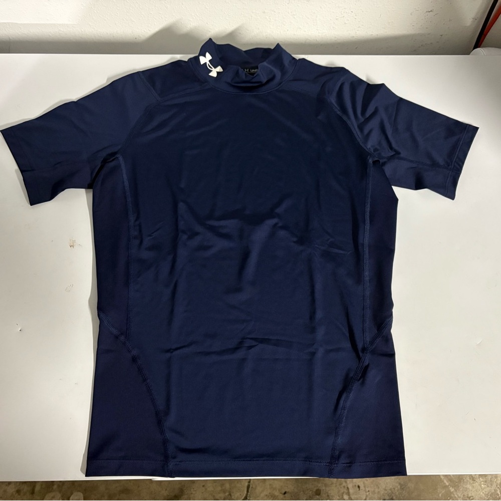 Under Armour Navy Blue Compression Mock Neck Size Large